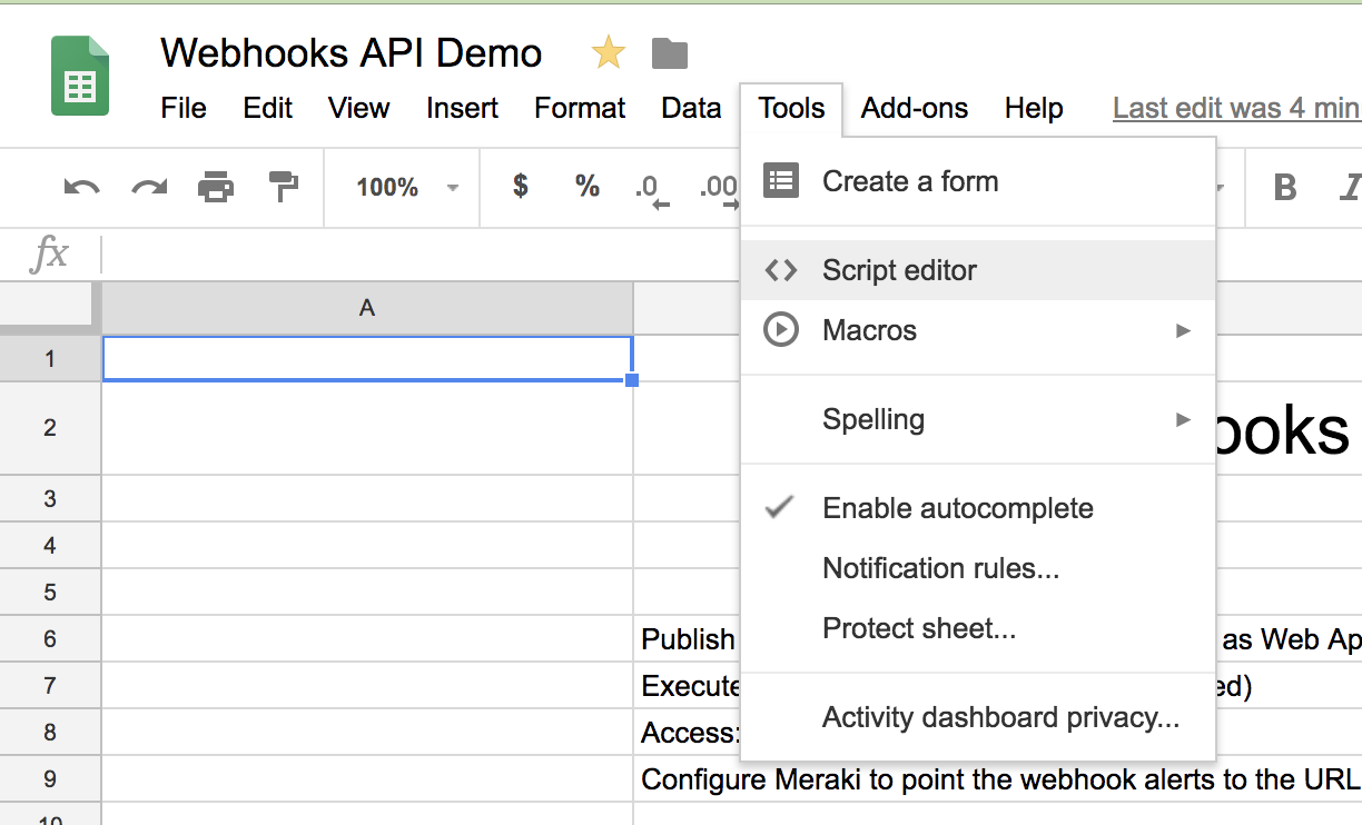Meraki Dashboard Alerts with Google Sheets - Developer Hub – Homepage ...